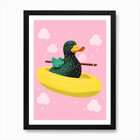 Duck In A Boat Art Print