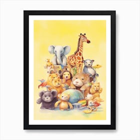 Cute Collection Of Baby Animals Nursery Watercolour 10 Art Print