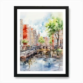 Watercolor Of Amsterdam Art Print