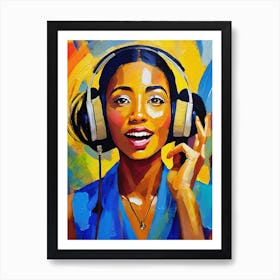 Woman Music Listener Art Print