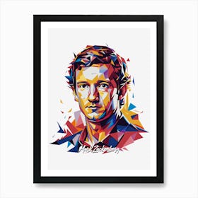 Mark Zuckerberg 03 Portrait WPAP Pop Art Art Print