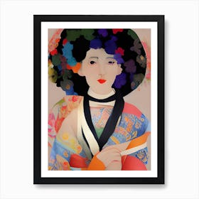 Lady In Quilt Art Print