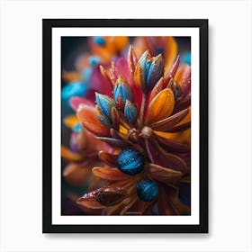 Flowers On A Black Background Art Print