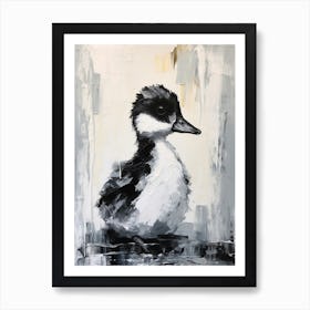 Minimalist Brushstroke Portrait Of A Duckling 2 Art Print
