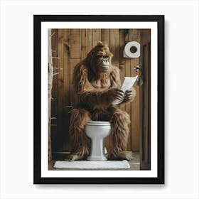 Gorilla In Bathroom Art Print