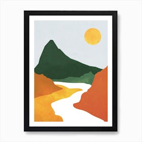 Sunset Sunrise Abstract  Mountain Art Print