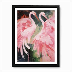 Pink Ethereal Bird Painting Flamingo Art Print