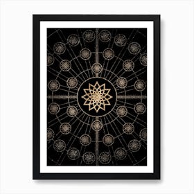 Geometric Glyph Radial Array in Glitter Gold on Black n.0008 Art Print