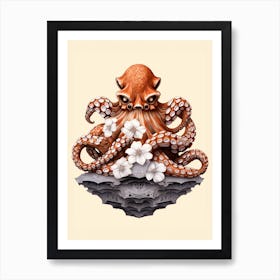 Coconut Octopus Illustration 14 Art Print