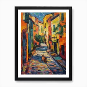 Painting Of Rome With A Cat In The Style Of Fauvism 2 Art Print