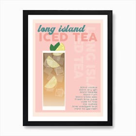 Pink Long Island Iced Tea Cocktail Art Print