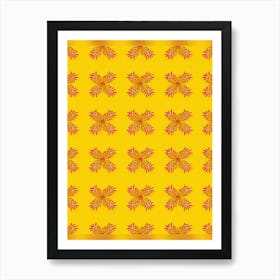 Yellow Leaves On A Yellow Background Art Print