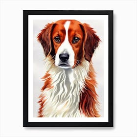 Irish Red And White Setter 2 Watercolour Dog Art Print