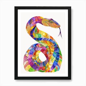 Cobra Colourful Watercolour 2 Art Print