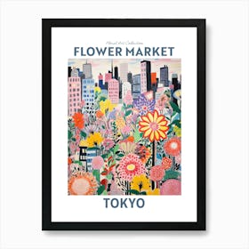 Tokyo Blue Flower Market Floral Art Print Travel Print Plant Art Modern Style Art Print