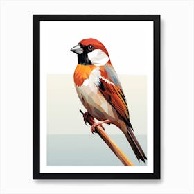 Colourful Geometric Bird House Sparrow 3 Art Print