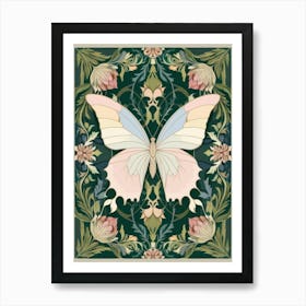 Butterfly On A Green Background 1 Art Print