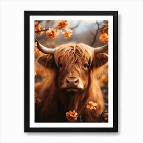 Bull And Flowers Art Print