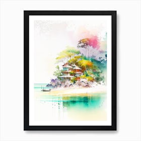 Koh Samet Thailand Watercolour Pastel Tropical Destination Art Print