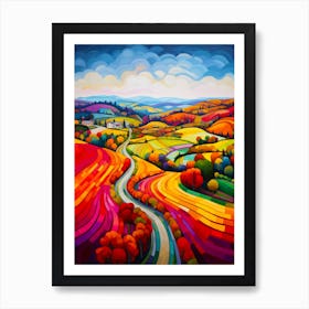English Countryside Vibrant Landscape Art Print