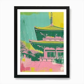 Todai Ji Temple Duotone Silkscreen 2 Art Print