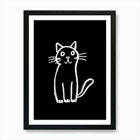 Black And White Cat Line Drawing 3 Art Print