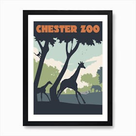 Chester Zoo Travel Poster Giraffes Art Print