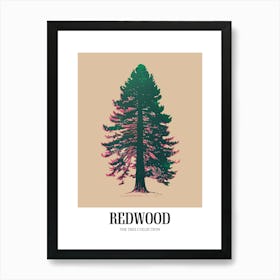 Redwood Tree Colourful Illustration 3 Poster Art Print