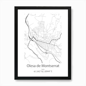 Olesa De Montserrat,Spain Minimalist Map Art Print