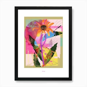 Daisy 1 Neon Flower Collage Poster Art Print