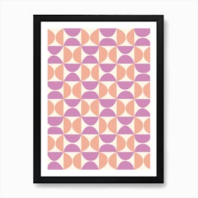 Mid-Century Geometric Pattern in Pink and Purple Art Print