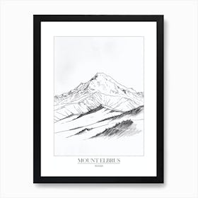 Mount Elbrus Russia Line Drawing 4 Poster Art Print