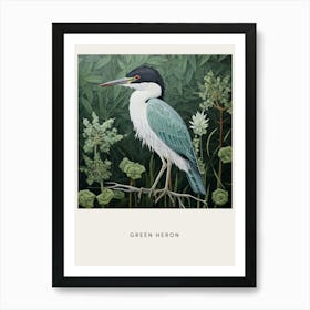 Ohara Koson Inspired Bird Painting Green Heron 3 Poster Art Print