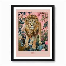 Floral Animal Painting Lion 2 Poster Art Print