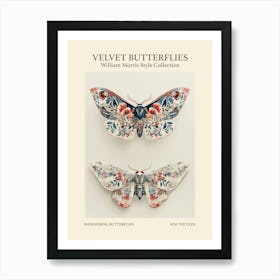 Velvet Butterflies Collection Shimmering Butterflies William Morris Style 8 Art Print