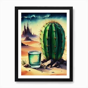 Chillin Cactus Art Print