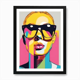 Girl With Sunglasses , pop art Art Print