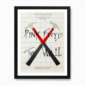 Pink Floyd Original The Wall Tour 1980 Nassau Coliseum Concert Poster Art Print