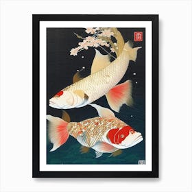 Kigoi Koi Fish 1, Ukiyo E Style Japanese Art Print