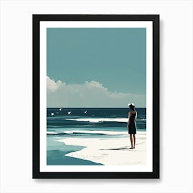 Girl At The Beach, Minimalism Art Print