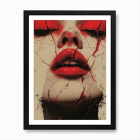 Cracked Realities: Red Ink Rendition Inspired by Chevrier and Gillen: Bloody Face Art Print