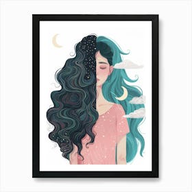 Girl With Long Hair 14 Art Print