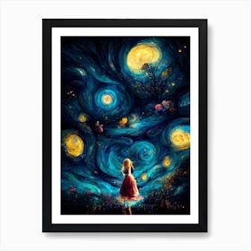 Alice Starry Night Art Print