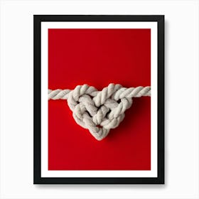 Heart Knot On Red Background Art Print