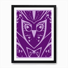 Abstract Owl Two Tone Lilac 1 Art Print