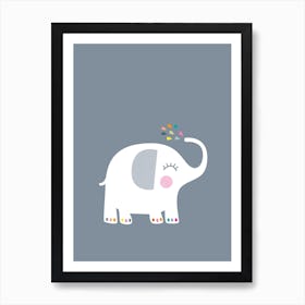 Rainbow Grey Elephant Art Print