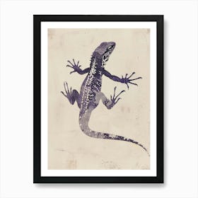 Purple Grand Cayman Lizard Block Print 2 Art Print