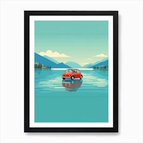 A Fiat 500 Car In The Lake Como Italy Illustration 1 Art Print