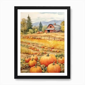 Pumpkin Farm, Watercolour 0 Art Print