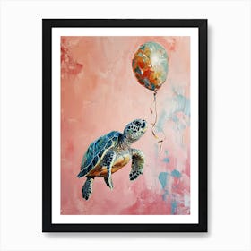 Cute Turtle 2 With Balloon Art Print